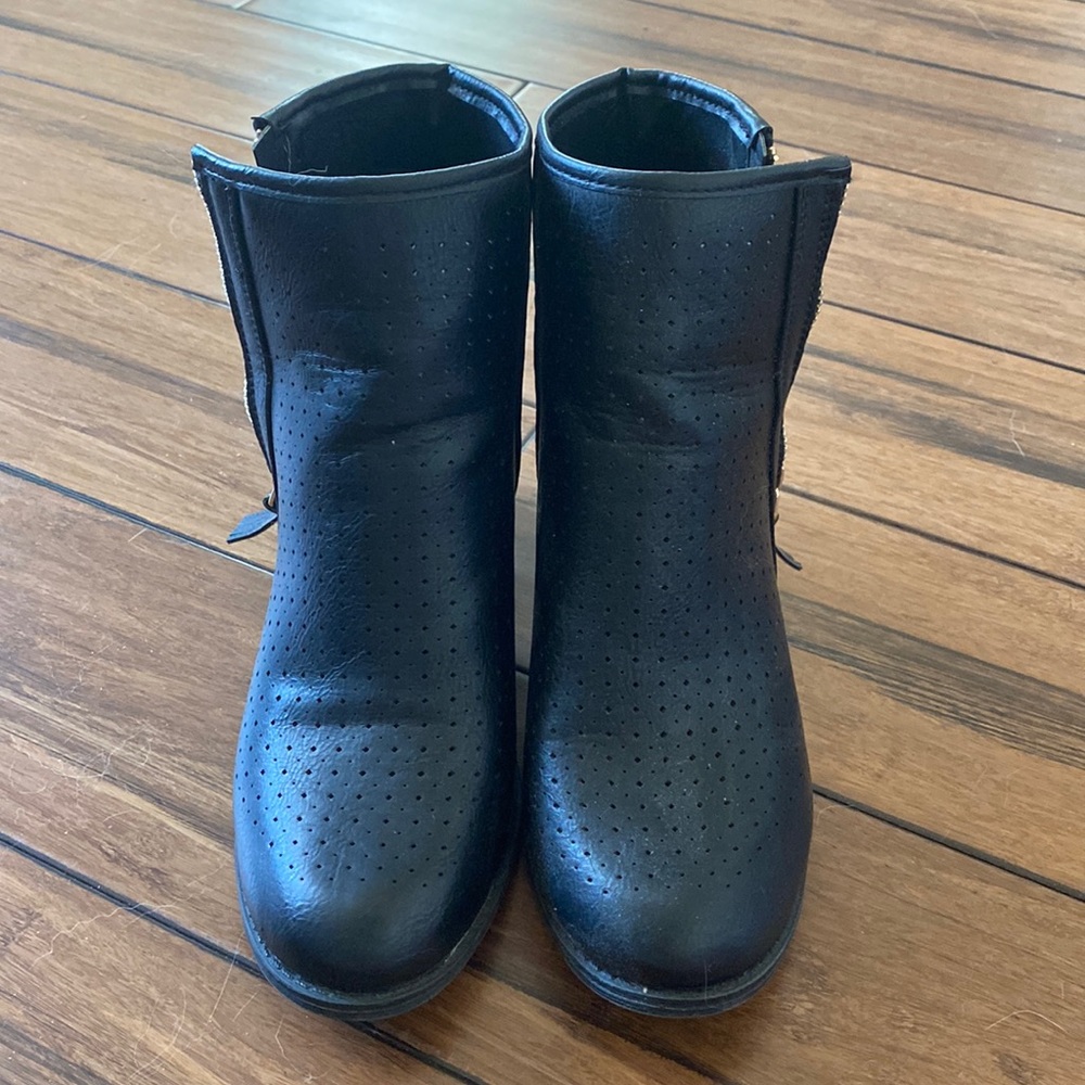 Black Booties with gold side zipper